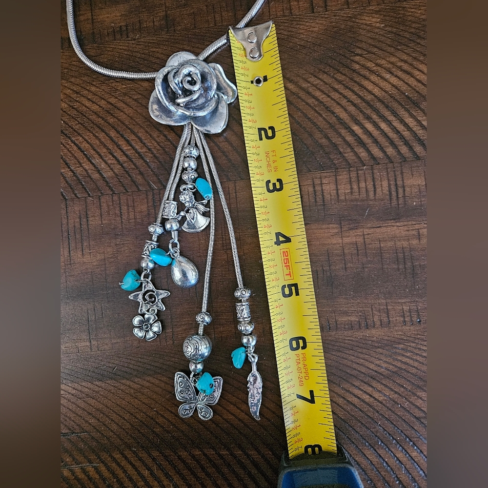 Silver Floral Pendant Necklace - Picture 8 of 13